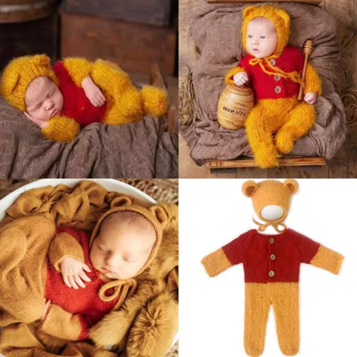 Miniatura 7 de Moda recién nacido niños niñas bebé sesión de fotos accesorios trajes ganchillo ropa mohair sombrero pantalones fotografía accesorios disfraz