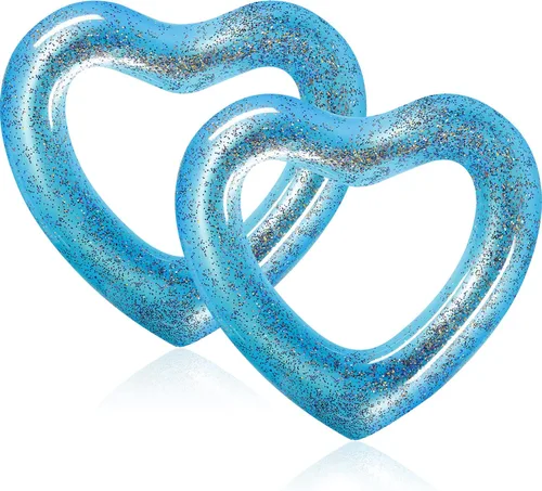 Sumind 2 flotadores inflables de corazón para piscina, 47.3 x 39.4 pulgadas, flotadores de despedida de soltera en forma de corazón, tubo para boda,
