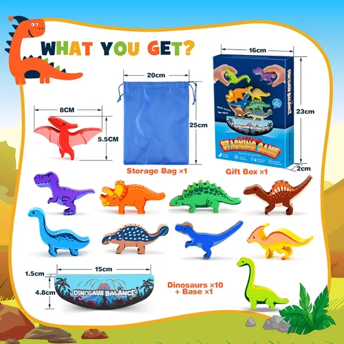Miniatura 7 de IPOURUP Juguetes de dinosaurio para niños de 3 a 5: juguetes Montessori apilables de madera para niños de 3, 4, 5, 6, 7, 8 años, regalos