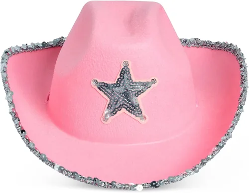Miniatura 5 de Zodaca Paquete de 4 sombreros de vaquera, fieltro rosa claro, adulto, 14.5 x 11.5 x 5 pulgadas, juego de 4 sombreros de vaquero rosa para mujer