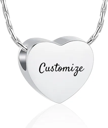 Miniatura 63 de constantlife Joyería de cremación para cenizas – Colgante de corazón conmemorativo collar de urna conmemorativa soporte para cenizas de acero