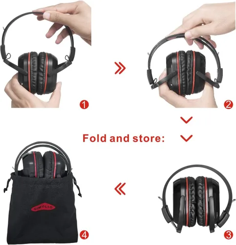 Miniatura 5 de SIMOLIO Paquete de 2 auriculares inalámbricos IR para audio, TV, audio, audio, no Bluetooth, 2 canales para niños, auriculares infrarrojos Rojo +