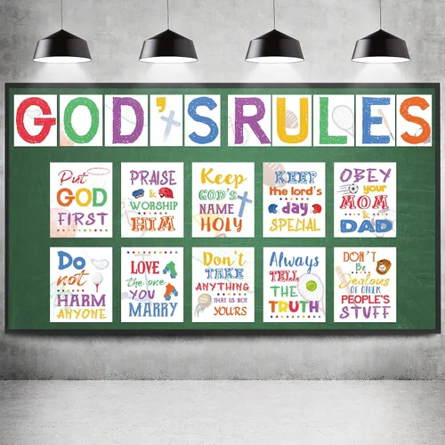 Póster de 20 piezas con versículo bíblico cristiano de los Diez Mandamientos, póster inspirador de las Escrituras religiosas, póster de pared para