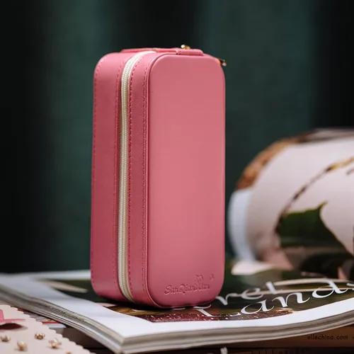 Miniatura 7 de SANQIANWAN Pequeña caja organizadora de viaje de joyería con estuche portátil de cuero sintético para collares, anillos, aretes, regalos para novia