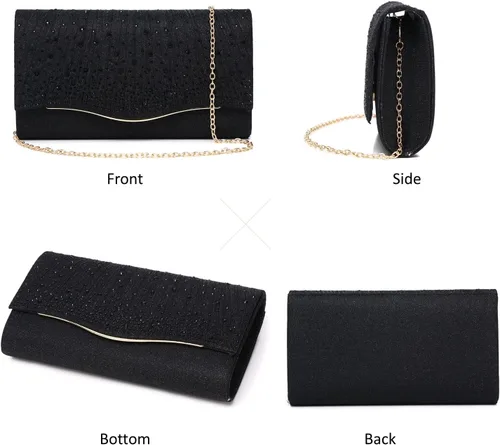 Miniatura 2 de Bolsos de noche para mujer, con lentejuelas y purpurina para mujer, bolso de mano brillante, bolso formal para boda, fiesta, baile de graduación