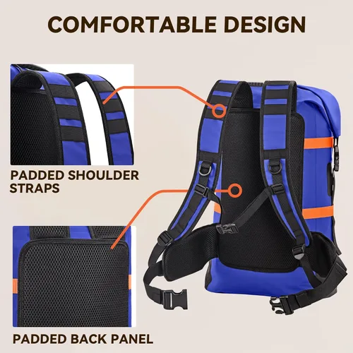 Miniatura 6 de HEETA - Bolsas secas impermeables para hombres y mujeres, mochila de 40 L, con parte superior enrollable, mochila de senderismo resistente para Azul