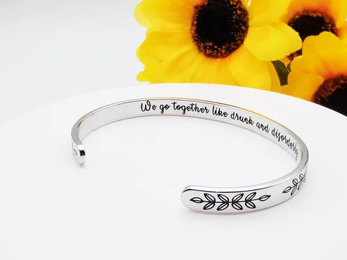 Miniatura 174 de Pulseras inspiradoras para mujer, joyería de acero inoxidable, con refranes, pulsera motivacional con mensaje oculto, pulseras grabadas para mejor