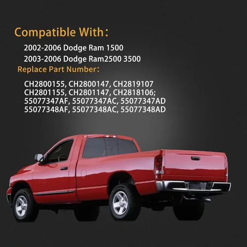 Miniatura 6 de Ensamble de luz trasera MiKaFex compatible con Dodge Ram 1500 2002-2006 2003-2006 Dodge Ram 2500 3500 Pickup luces traseras del lado del conductor