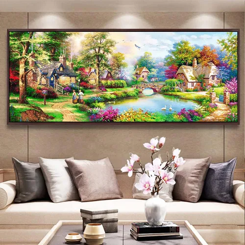 Miniatura 11 de Twinkel Pinkel Kits de pintura de diamantes 5D grandes para adultos, paisaje, cabaña, taladro completo, pintura de diamante, arte de bordado