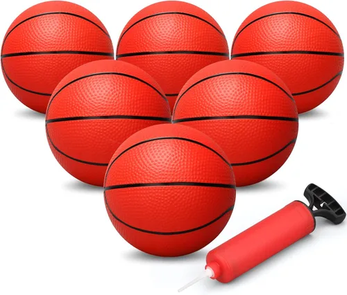 Miniatura 8 de Dilabnba Juego de Mini Baloncesto de 6 Pulgadas para Niños (Desinflado/Bomba Incluida) Mini Aro de Baloncesto para Puerta para Niños, Adolescentes