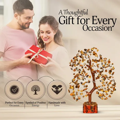 Miniatura 7 de YATSKIA Árbol de cristal de ojo de tigre, árbol de la vida, piedra de ojo de tigre, árbol de piedras preciosas, decoración de cristal, decoración