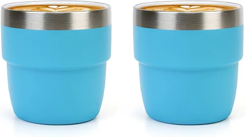 Miniatura 12 de Zenbo Tazas de Espresso/Café de 4 oz, Acero Inoxidable 18/8 con Revestimiento de Cerámica y Aislamiento al Vacío de Doble Pared, Apilables y Aptas