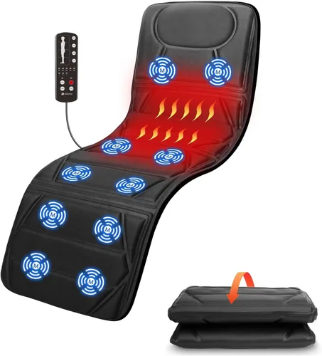 CooCoCo Alfombrilla de masaje de cuerpo completo con calor, masajeador de espalda de doble área de calefacción para sofá, cama, regalos del día del