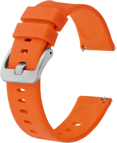 Miniatura 40 de BISONSTRAP Correas de reloj de silicona, correas de reloj delgadas con liberación rápida, 0.787 in, negro con hebilla negra