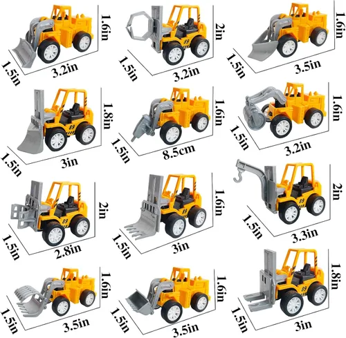 Miniatura 2 de Juuxncgv 24 vehículos de construcción pequeños, vehículos de figuras de juego, vehículos de ingeniería de tracción hacia atrás, vehículos