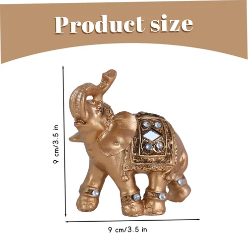 Miniatura 3 de Elephant Decor for Home, Golden Resin Elephant Statue, 3.5 Inch Feng Shui Figurine for Office Desk & Shelf