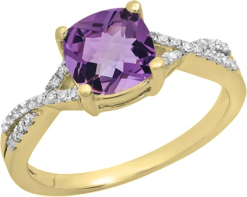 Dazzlingrock Collection Anillo de compromiso con piedras preciosas y diamantes blancos redondos de 0.276in para mujer, disponible en oro de 10 K14