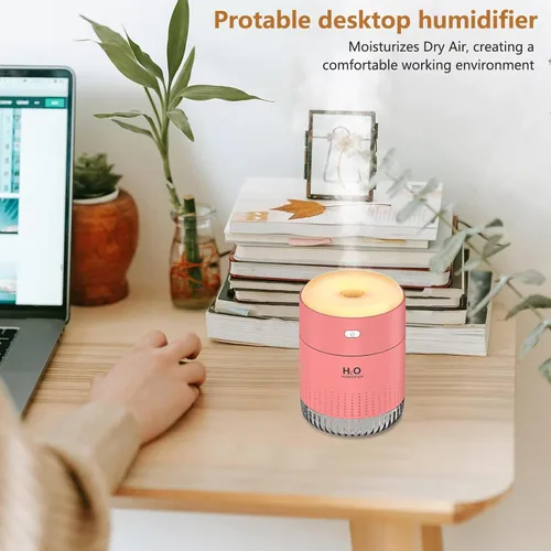 Miniatura 5 de Mini humidificador portátil, apagado automático, 2 modos de niebla, silencioso, pequeños humidificadores para dormitorio, viajes, oficina, Rosa