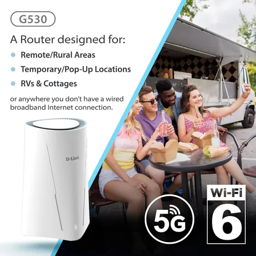 Miniatura 3 de Router WiFi 6 G530 5G NR AX3000 con ranura para tarjeta SIM, puerta de enlace celular, antenas optimizadas de alta ganancia, failover dual WAN