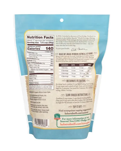 Miniatura 2 de Bob's Red Mill Avena orgánica cortada de acero de cocción rápida, 22 onzas (paquete de 4), orgánica, sin OMG, grano entero, vegano, kosher