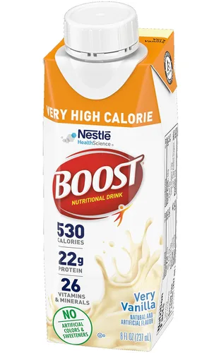 Miniatura 5 de Boost Bebida nutricional completa de calorías, muy alta, caja de vainilla, 8 onzas, paquete de 27