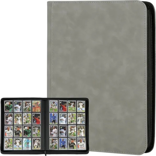 Miniatura 66 de GERMUN Carpeta de tarjetas de poliuretano, 16 bolsillos, carpetas de soporte premium para más de 1000 tarjetas, álbum de bolsillo de doble cara