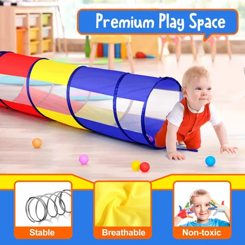 Miniatura 4 de Túnel de juego para niños pequeños, tienda de campaña desplegable para bebés, niños o perros con 2 lados de malla, juguetes de túnel para niños