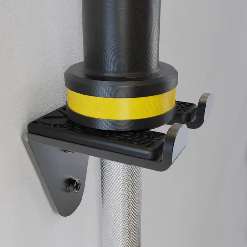 Miniatura 8 de VAIIO Colgador de Barra Olímpica Individual, Estante de Pared para Barra de Gimnasio en Garaje, Soporte de Barra Vertical, Recubierto en Polvo
