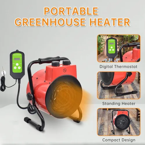 Miniatura 3 de Calentador eléctrico de invernadero con control de termostato digital, ventilador portátil para casa verde, tienda de cultivo, sala de flores