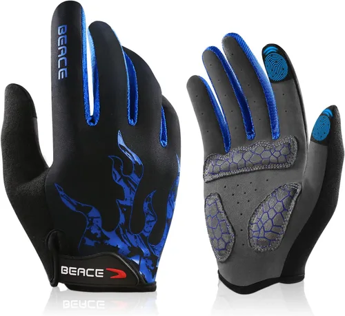 Miniatura 42 de BEACE Guantes de ciclismo para hombres y mujeres, guantes de ciclismo de montaña con pantalla táctil y palma de silicona antideslizante, guantes