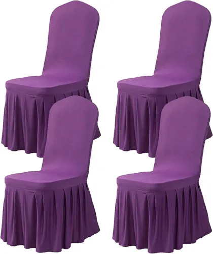 Miniatura 14 de Dimatic Juego de 2 fundas elásticas para sillas de comedor, fundas Parsons con falda, de elastano súper ajuste, funda protectora de asiento para Azul