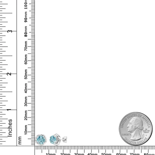 Miniatura 67 de Gem Stone King Aretes de plata de ley 925 de 0.236 in con piedra natal redonda para mujer