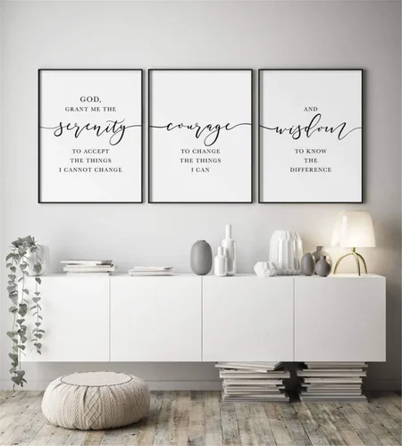 Miniatura 11 de Arte de pared para decoración del hogar, 3 piezas, póster de oración de serenidad, impresiones de recuperación de adicciones, pintura en lienzo