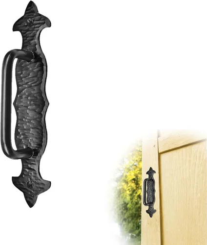 Miniatura 17 de Paquete de 2 manijas decorativas negras de 4.5 pulgadas, manija decorativa de puerta de hierro, manija de puerta de metal rústico para puertas Negro