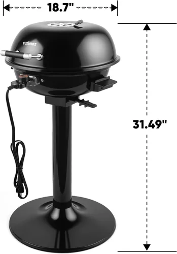 Miniatura 10 de Parrilla eléctrica, CUSIMAX - Parrilla eléctrica para interiores y exteriores de 1600W portátil con tapa para uso en interiores y exteriores, calor
