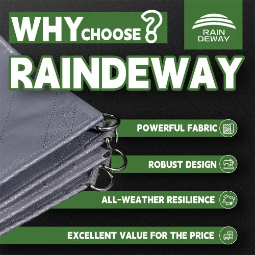 Miniatura 2 de RAINDEWAY Tarps Heavy Duty Impermeables 4x5 Pies -14 Mils Lona Súper Heavy Duty con Anillos de Metal y Esquinas y Bordes Reforzados, Resistente a