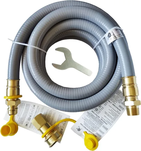 Miniatura 5 de Kit de conversión de manguera de gas natural de 10 pies 1/2 ID, ensamblaje de manguera de conexión/desconexión rápida de gas propano para parrilla