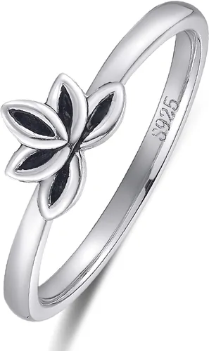 Miniatura 3 de Womens Lotus Flower Rings Simple Rings 925 Sterling Silver Rings Womens Stacking Rings Vintage Statement Rings Size 5-9