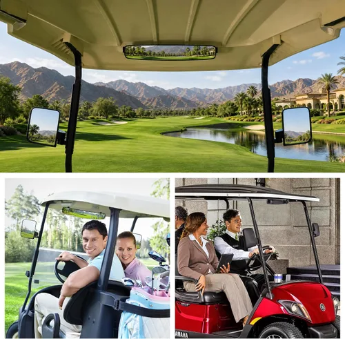 Miniatura 7 de Kit universal de espejo retrovisor convexo de gran angular y retrovisor lateral plegable, compatible con modelos Club Car, EZGO, Yamaha