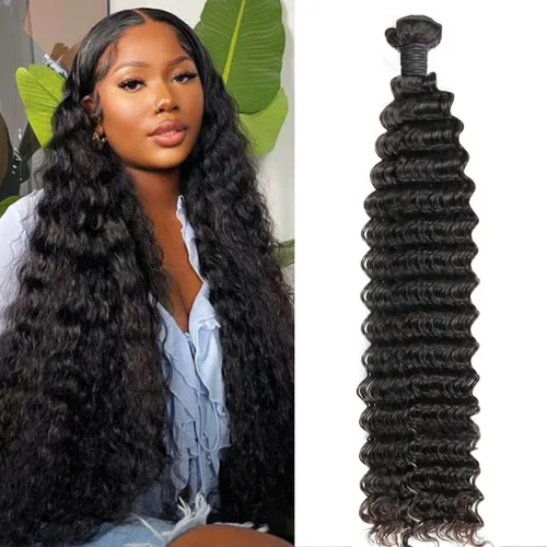 lianlian Extensiones de cabello humano brasileño de onda profunda de 14 pulgadas, 100% sin procesar, virgen, cabello humano rizado profundo, para
