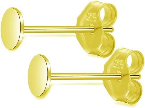 Adabele - 8 pendientes de plata de ley chapada en oro amarillo real, 0.028 in, pin de 0.118 in (0.12 pulgadas), pegamento pequeño en almohadilla