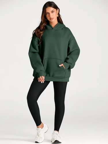 Miniatura 113 de Trendy Queen - Sudaderas extragrandes con capucha para mujer, suéteres de manga larga, sin botones, de vellón, de otoño, ropa de invierno