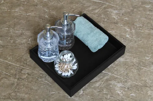 Miniatura 4 de Vixdonos Bandeja de valet, organizador de mesita de noche, bandeja de cuero para perfumes, joyas, llaves y control remoto en mostrador o aparador