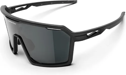 HAAYOT Gafas de sol deportivas para hombres y mujeres, ciclismo, béisbol, pesca, correr, ciclismo, protección UV, color negro y plateado