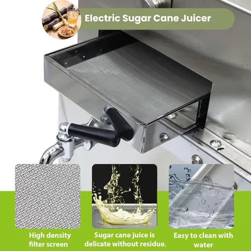 Miniatura 7 de Máquina eléctrica de escritorio de 110 V 750 W, máquina de jugo de caña de azúcar, 3 rollos de acero inoxidable, extractor de exprimidor de caña