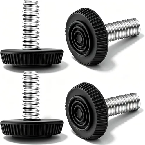 Dunzy 4 Pcs 1/4-20 Adjustable Furniture Levelers Galvanized Steel Screw in Threaded Leveling Feet Screw On Furniture Glide Leveling for Table Chair