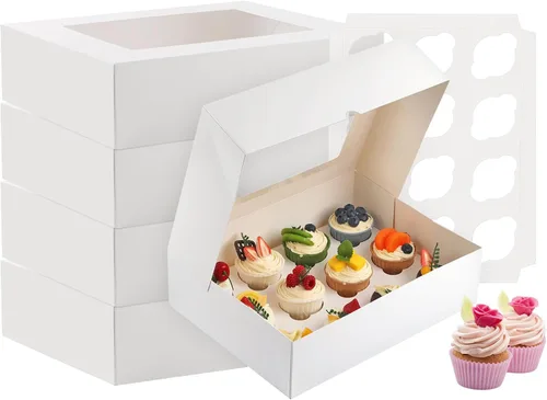 Miniatura 10 de Svalor Cajas para Cupcakes, Paquete de 2 Contenedores Desechables para Cupcakes, Portador de Cupcakes Grado Alimentario 12 Unidades con Ventana e
