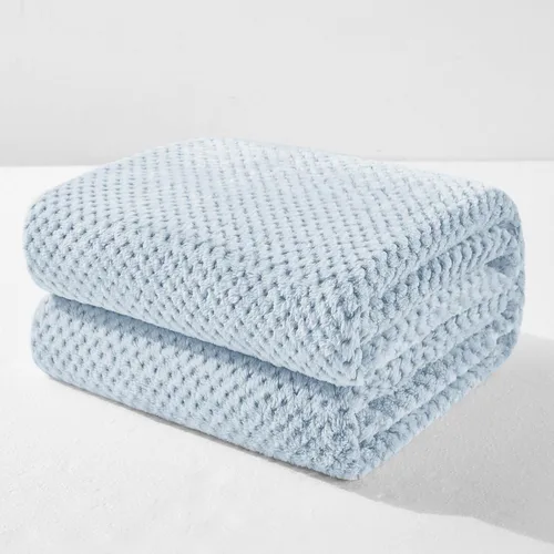 Miniatura 49 de Exclusivo Mezcla - Manta de vellón extragrande para sofá o cama, mantas supersuaves y cálidas con textura de gofre, acogedora, mullida y ligera Azul