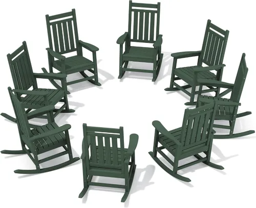 Miniatura 29 de SEWALL Mecedora de polietileno de alta densidad para adultos, mecedora de gran tamaño para exteriores, para patio, porche, Aruba