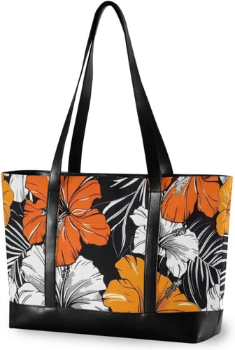 Reddish Black Vintage Flowers Portable womens laptop tote bag with zipper briefcase bags for women work with bolsos para mujeres